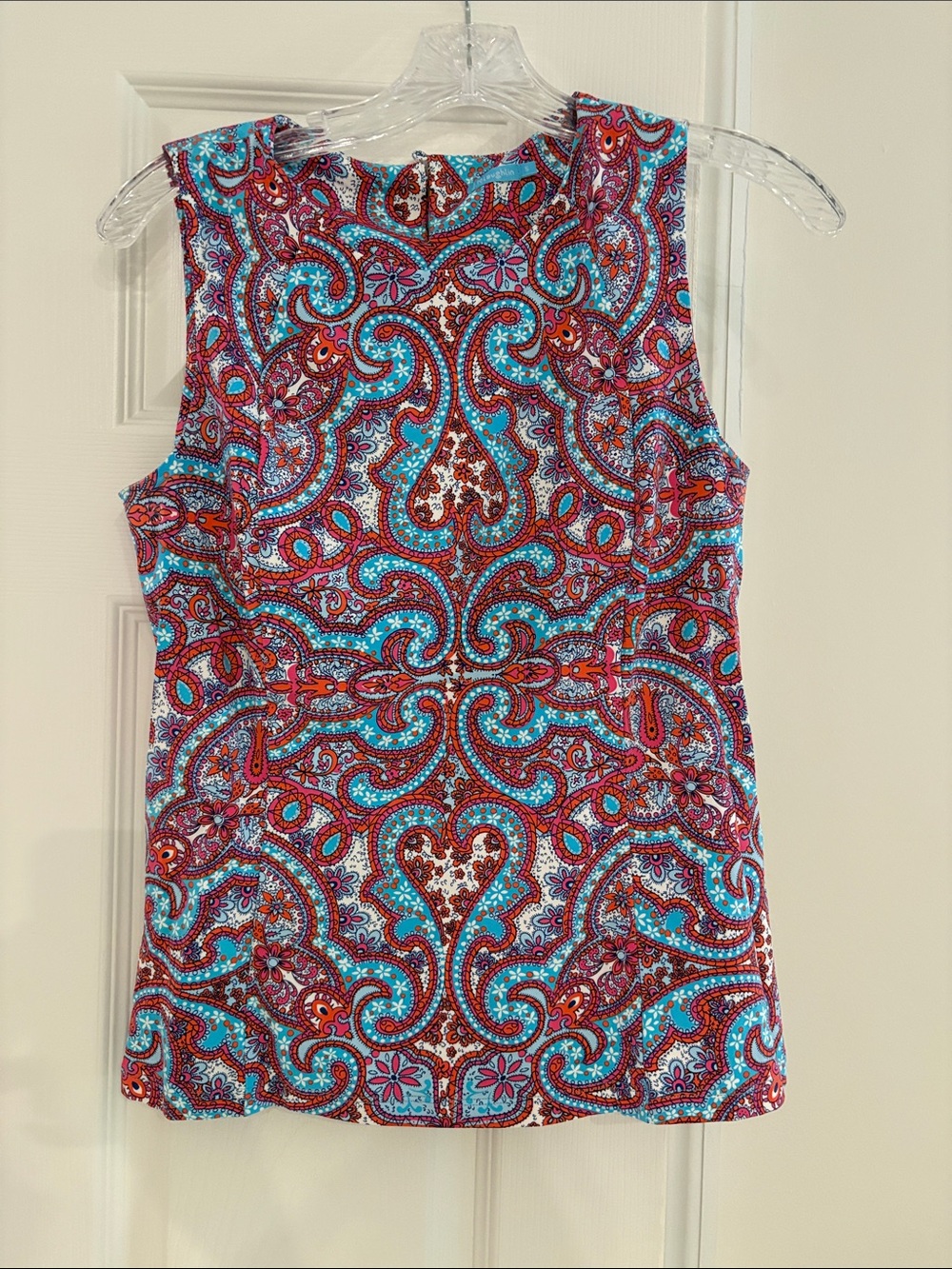 Sleeveless Paisley J McLaughlin Print Top - Turquoise & Red